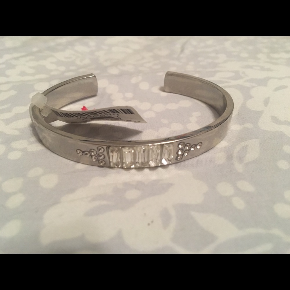 Silver bangle with crystal embellishment